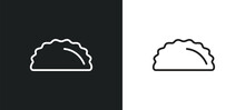 Jiaozi Outline Icon In White And Black Colors. Jiaozi Flat Vector Icon From Asian Collection For Web, Mobile Apps And Ui.