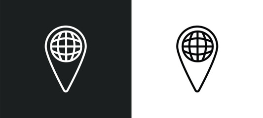 Wall Mural - geolocation outline icon in white and black colors. geolocation flat vector icon from big data colle