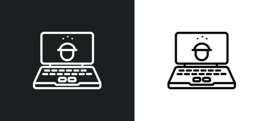 Wall Mural - robber outline icon in white and black colors. robber flat vector icon from army collection for web,