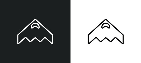 Wall Mural - stealth outline icon in white and black colors. stealth flat vector icon from army collection for we