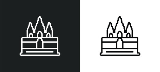 Wall Mural - angkor wat outline icon in white and black colors. angkor wat flat vector icon from architecture and