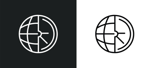 time zones outline icon in white and black colors. time zones flat vector icon from airport terminal collection for web, mobile apps and ui.