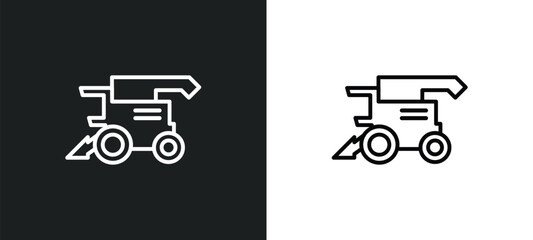 Wall Mural - combine harvester outline icon in white and black colors. combine harvester flat vector icon from agriculture farming collection for web, mobile apps and ui.