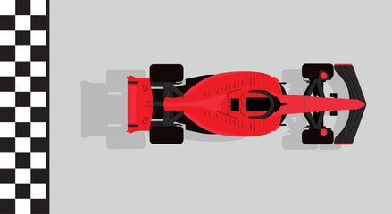 Wall Mural - Red formula car. F1 landscape. Speed racing tournament. Formula One championship. Motorsport concept. Vector Illustration isolated on background. Poster design