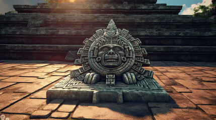 Wall Mural - Illustration of Aztec temple - AI generated image.