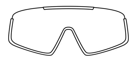 ski shield frame glasses fashion accessory illustration. sunglass front view for men, women, unisex 