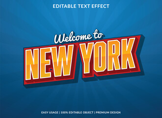 welcome to new york editable text effect template with abstract background use for business brand and logo