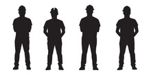 Silhouette Contractor Site Worker Vector Illustration