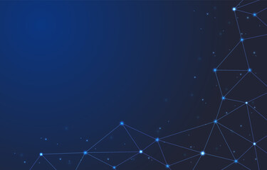Abstract futuristic technology connected dots on dark blue background. Background template with an elegant design concept for banner, flayer, etc.