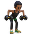 © Novian - 3D Sportsman Character performing Rear Delt Rows with Dumbbells