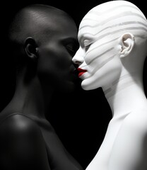 Sticker - A couple of mannequins that are next to each other. Generative AI image.