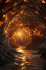 Wall Mural - Magic tree tunnel in the forest, generative ai