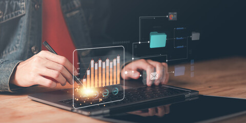 Aufkleber - statistical analyst reading graph report and business statistics charts ,Analysis and improvement of corporate strategy ,manage financial and marketing documents , Statistics and Data Concepts