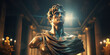 Bronze statue or bust of Alexander the Great. Generative AI
