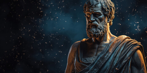 Aristotle bust sculpture, the Greek philosopher. Generative AI