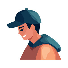 Poster - young man with sport cap icon