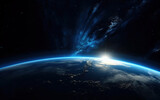 Fototapeta Kosmos - The Earth in the Cosmic Sky,created with generative ai tecnology.
