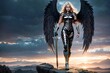 Dark Angelic Warrior created with Generative AI.
