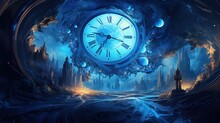 Time Travel Concept. Time Travel Clock.AI Generated	
