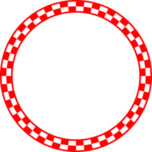 Red And White Checkered Circle Frame Vector Illustration