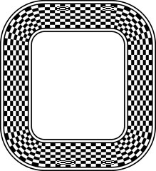 Wall Mural - Black and white checkered rectangle frame vector illustration. Chequered border with alternating squares.