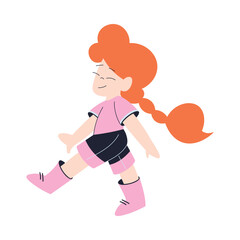 Poster - Happy Redhead Girl Walking and Smiling Having Fun Vector Illustration