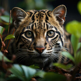 A mysterious ocelot (Leopardus pardalis) lurking in its enigmatic habitat. Taken with a professional camera and lens.