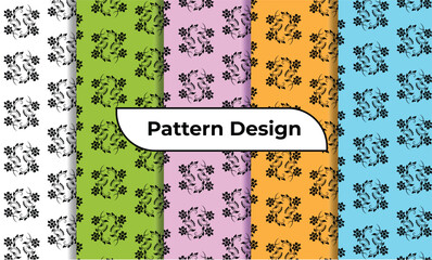 Floral set of seamless patterns. Colorful vector backgrounds. Simple illustrations.