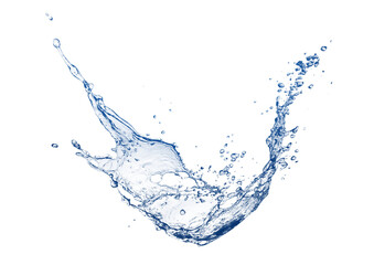 白い背景に飛び散る青い水しぶきの3dイラスト