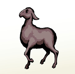 Sticker - Vector drawing. Cute small sheep