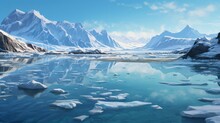 Water Puddle On Ice In Greenland Photorealistic. IMAGE AI