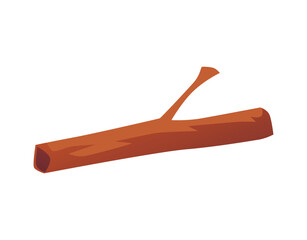 Simple lying tree trunk with sticking out branch flat style, vector illustration