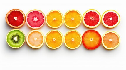 Canvas Print - slice of grapefruite on white background