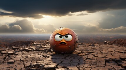 Wall Mural - an angry bird sitting on top of a cracked ground. generative ai image.