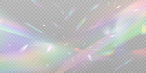 Poster - A cluster of colors, bright rays of the spectrum. Glare on a lens, glass, jewelry, or gemstone. The superimposition of the rainbow effect, the refraction of light by a crystal prism. Realistic diamond