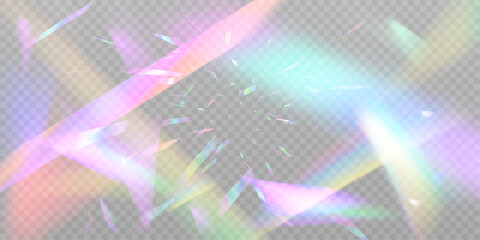 Leinwandbilder - A cluster of colors, bright rays of the spectrum. Glare on a lens, glass, jewelry, or gemstone. The superimposition of the rainbow effect, the refraction of light by a crystal prism. Realistic diamond