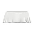 Table covered with white blank tablecloth realistic vector mock-up