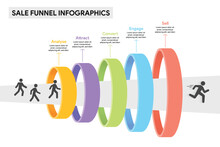 5 Phase Circular Tunnel Diagram. 3D Infographic Template Illustration For Business.