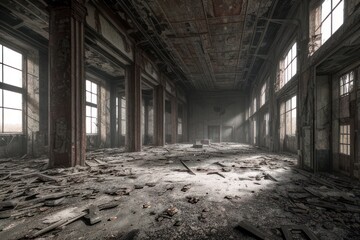 Interior of a post apocalyptic building