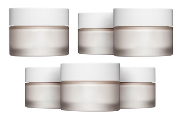 Wall Mural - Set of white cosmetic cream jars, cut out