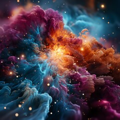 Wall Mural - colorful nebula and stars in deep space. beautiful space background with stars and nebula. red and b