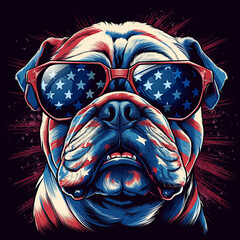 cool bulldog in sunglasses