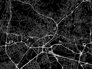 Vector road map of the city of  Bergamo in the Italy with white roads on a black background.