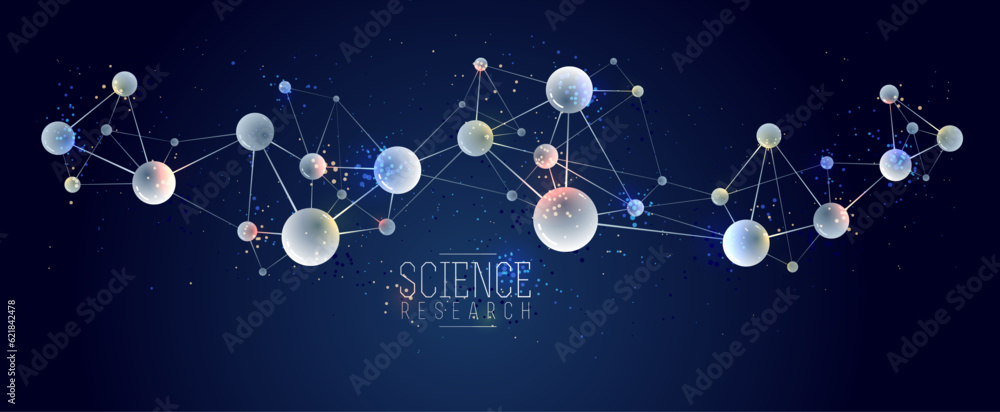 Molecules vector abstract background, 3D dimensional science chemistry ...