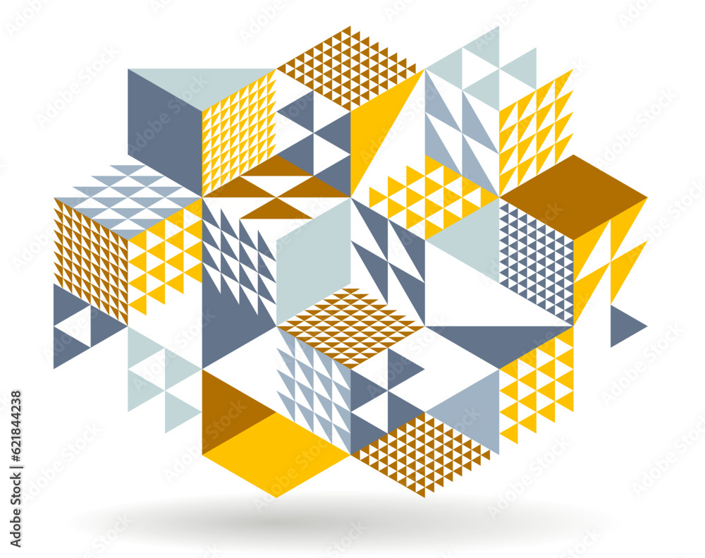 Black and yellow geometric vector abstract background with cubes and ...