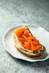 Poster - Smoked salmon toast with cream cheese and capers