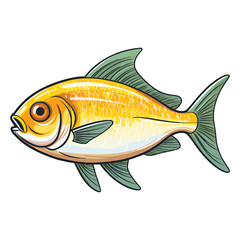 Sticker - Exquisite Underwater Art: 2D Illustration of the Graceful Lemon Tetra