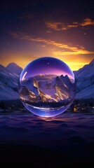 Wall Mural - transparent starlight, round crystal, purple light reflection, artwork