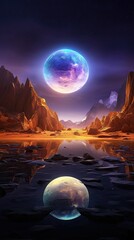 Wall Mural - transparent starlight, round crystal, purple light reflection, artwork