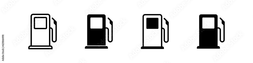 Gas station icon set. Gasoline industry signs. Oil refuel. Gas tank symbol. Fuel energy signs isolated on white background.